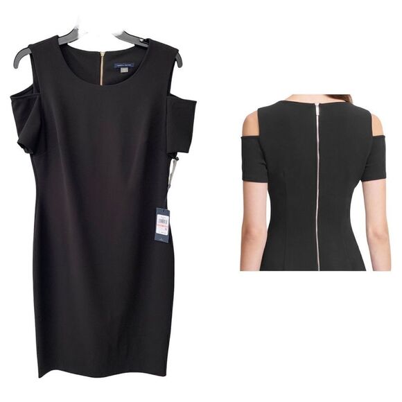 Tommy Hilfiger Scuba Crepe Short Cold Shoulder Sleeve Dress size 10 - Picture 1 of 6